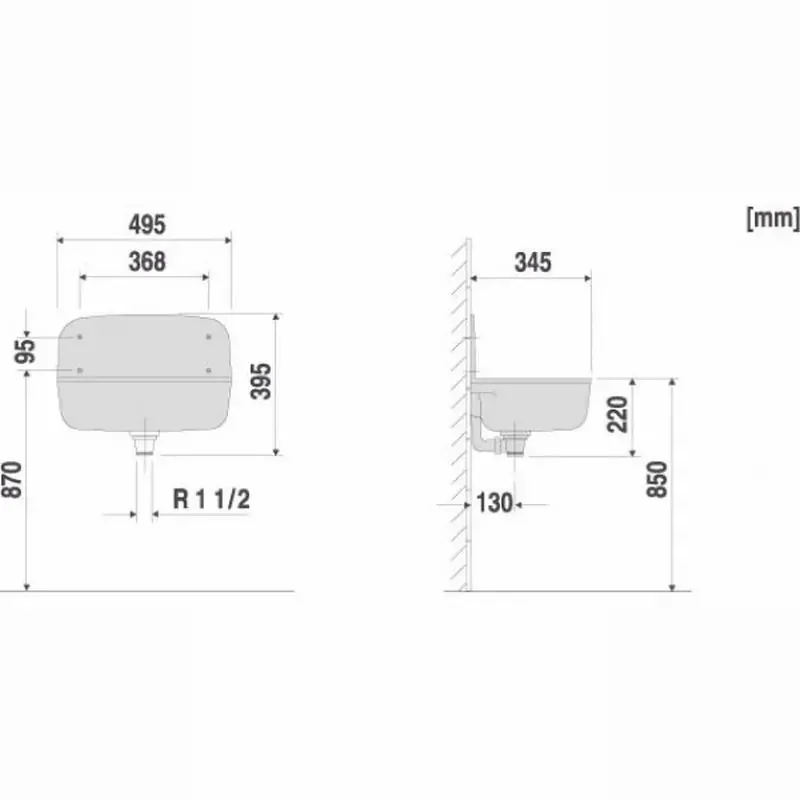 ABU nástěnná výlevka 49,5 x 34,5 x 15,5 cm, bílá 60001010099
