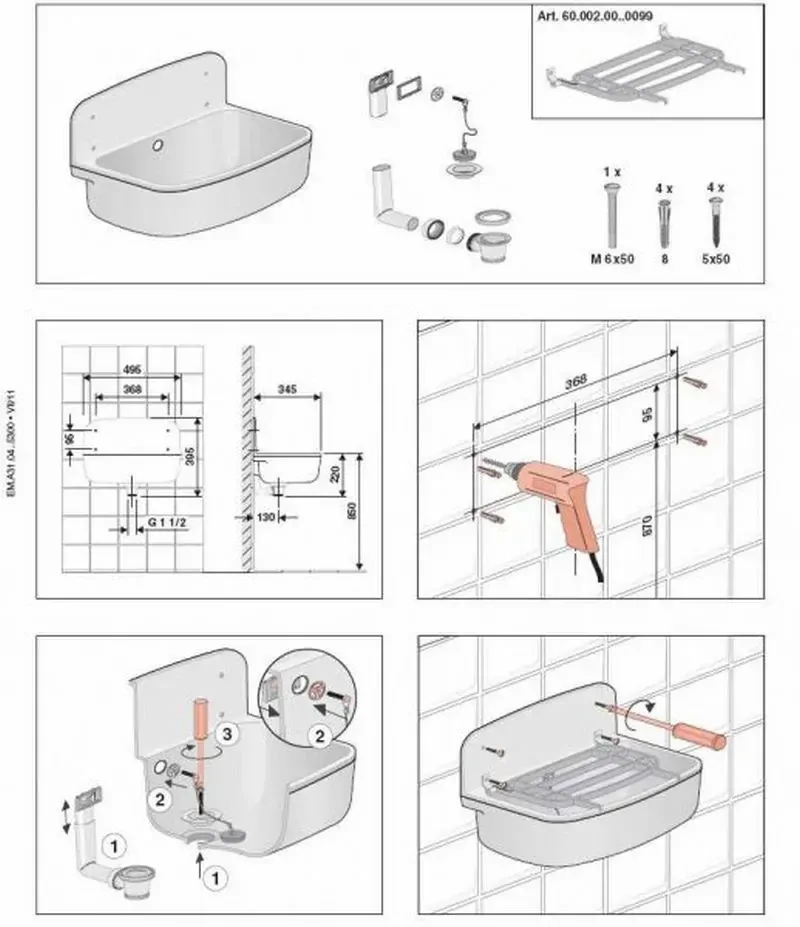 ABU nástěnná výlevka 49,5 x 34,5 x 15,5 cm, bílá 60001010099